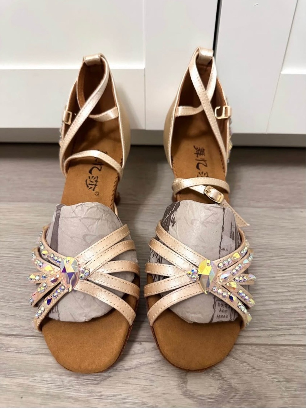 Women’s satin Latin or ballroom dance shoes with crystal rhinestone Brand new